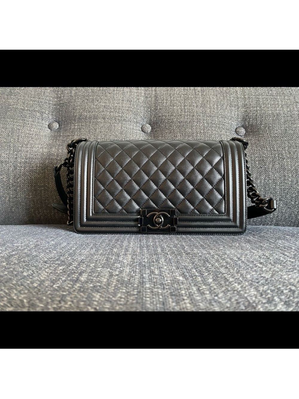 “So Black “ Medium Boy Bag Black with Black Hardware OBO